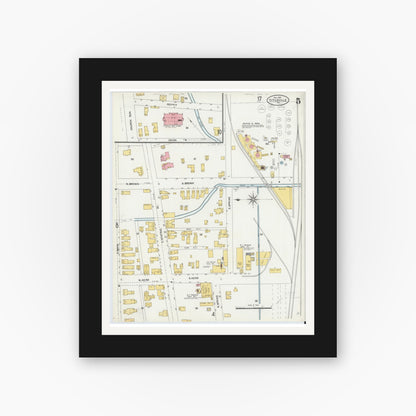 Old map wall art mockup — black gallery frame with white mat — Sanborn Fire Insurance Map from Titusville, Crawford County, Pennsylvania (1904), Sheet #0005