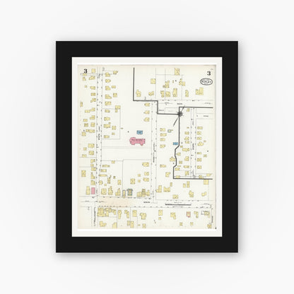Old map wall art mockup — black gallery frame with white mat — Sanborn Fire Insurance Map from Ripley, Chautauqua County, New York (1924), Sheet #0003