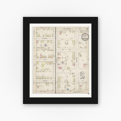 Old map wall art mockup — black gallery frame with white mat — Sanborn Fire Insurance Map from Mount Carmel, Northumberland County, Pennsylvania (1885) - Complete Map Set
