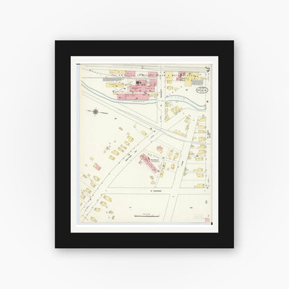 Old map wall art mockup — black gallery frame with white mat — Sanborn Fire Insurance Map from Xenia, Greene County, Ohio (1910), Sheet #0002
