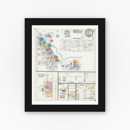 Old map wall art mockup — black gallery frame with white mat — Sanborn Fire Insurance Map from Lorain, Lorain County, Ohio (1900) - Complete Map Set