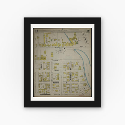 Old map wall art mockup — black gallery frame with white mat — Sanborn Fire Insurance Map from New Jersey Coast, New Jersey Coast, New Jersey (1890), Sheet #0032