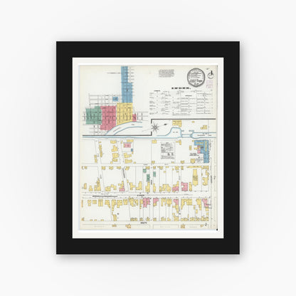 Old map wall art mockup — black gallery frame with white mat — Sanborn Fire Insurance Map from Jersey Shore, Lycoming County, Pennsylvania (1901) - Complete Map Set