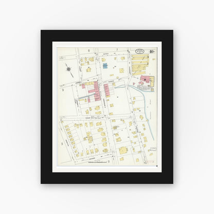 Old map wall art mockup — black gallery frame with white mat — Sanborn Fire Insurance Map from Nyack, Rockland County, New York. (1910), Sheet #0010