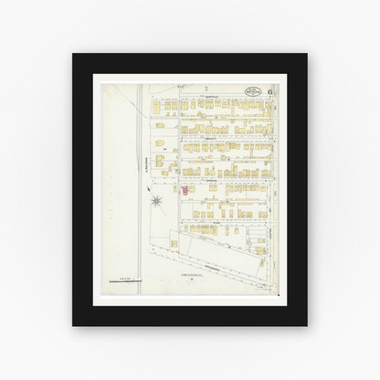 Old map wall art mockup — black gallery frame with white mat — Sanborn Fire Insurance Map from Natrona, Allegheny County, Pennsylvania (1906), Sheet #0006