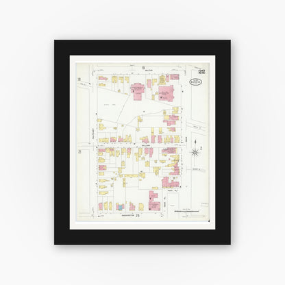 Old map wall art mockup — black gallery frame with white mat — Sanborn Fire Insurance Map from Geneva, Ontario County, New York (1909), Sheet #0022