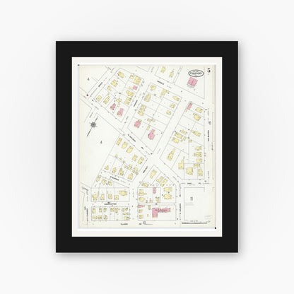 Old map wall art mockup — black gallery frame with white mat — Sanborn Fire Insurance Map from Freeport, Stephenson County, Illinois (1910), Sheet #0005