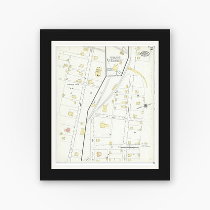 Old map wall art mockup — black gallery frame with white mat — Sanborn Fire Insurance Map from Madera, Clearfield County, Pennsylvania (1910), Sheet #0002