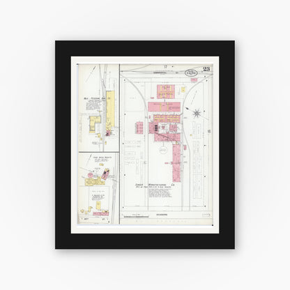 Old map wall art mockup — black gallery frame with white mat — Sanborn Fire Insurance Map from Cairo, Alexander County, Illinois (1901), Sheet #0023
