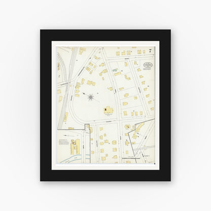 Old map wall art mockup — black gallery frame with white mat — Sanborn Fire Insurance Map from Concord, Middlesex County, Massachusetts (1903), Sheet #0007