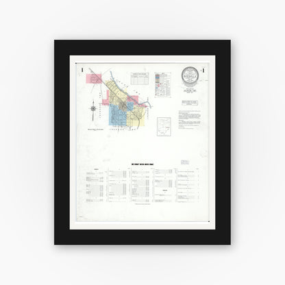 Old map wall art mockup — black gallery frame with white mat — Sanborn Fire Insurance Map from Byesville, Guernsey County, Ohio (1948) - Complete Map Set