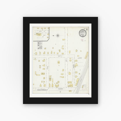Old map wall art mockup — black gallery frame with white mat — Sanborn Fire Insurance Map from Savannah, Wayne County, New York (1896) - Complete Map Set
