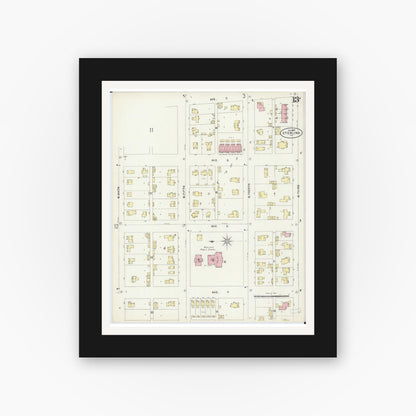 Old map wall art mockup — black gallery frame with white mat — Sanborn Fire Insurance Map from Sterling, Whiteside County, Illinois (1897), Sheet #0013