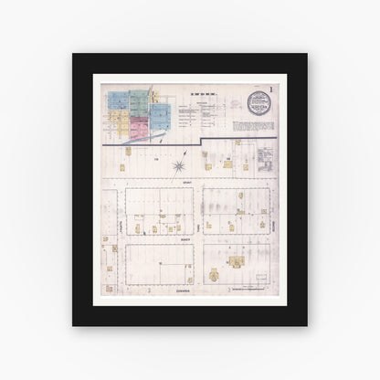 Old map wall art mockup — black gallery frame with white mat — Sanborn Fire Insurance Map from Winters, Yolo County, California (1893) - Complete Map Set