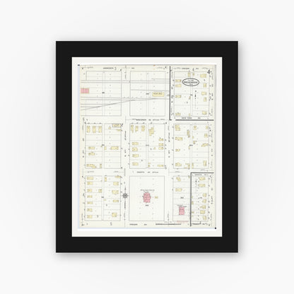Old map wall art mockup — black gallery frame with white mat — Sanborn Fire Insurance Map from Breckenridge, Wilkin County, Minnesota (1914), Sheet #0004
