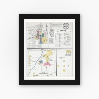 Old map wall art mockup — black gallery frame with white mat — Sanborn Fire Insurance Map from Hinsdale, Du Page And Cook Counties, Illinois (1919) - Complete Map Set