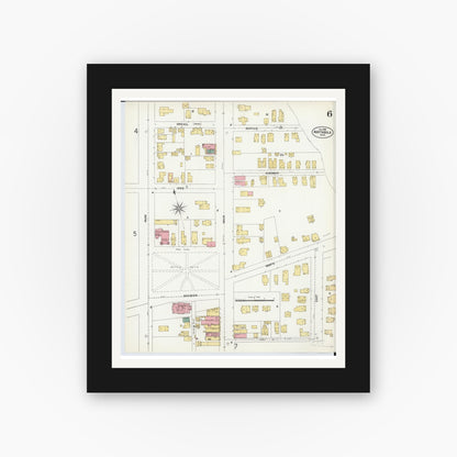 Old map wall art mockup — black gallery frame with white mat — Sanborn Fire Insurance Map from Ashtabula, Ashtabula County, Ohio (1903), Sheet #0006