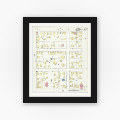 Old map wall art mockup — black gallery frame with white mat — Sanborn Fire Insurance Map from Flint, Genesee County, Michigan (1909), Sheet #0022