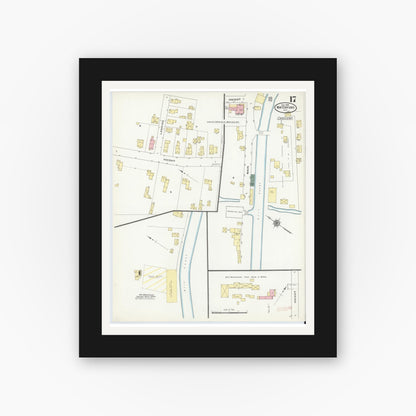 Old map wall art mockup — black gallery frame with white mat — Sanborn Fire Insurance Map from Waterford, Saratoga County, New York (1909), Sheet #0017