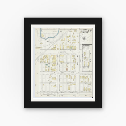 Old map wall art mockup — black gallery frame with white mat — Sanborn Fire Insurance Map from Ashland, Ashland County, Wisconsin (1890), Sheet #0007