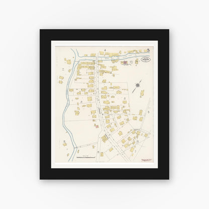 Old map wall art mockup — black gallery frame with white mat — Sanborn Fire Insurance Map from Jackson, Amador County, California (1912), Sheet #0005