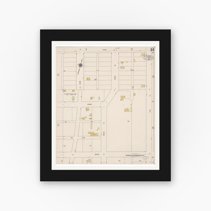 Old map wall art mockup — black gallery frame with white mat — Sanborn Fire Insurance Map from La Jolla, San Diego County, California (1921), Sheet #0014