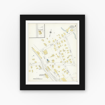 Old map wall art mockup — black gallery frame with white mat — Sanborn Fire Insurance Map from Liberty, Sullivan County, New York (1911), Sheet #0004