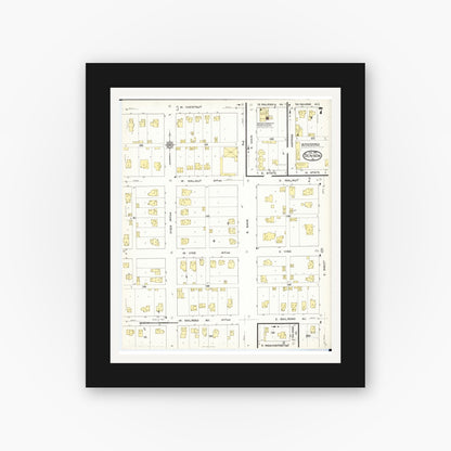 Old map wall art mockup — black gallery frame with white mat — Sanborn Fire Insurance Map from Denison, Crawford County, Iowa (1913), Sheet #0007