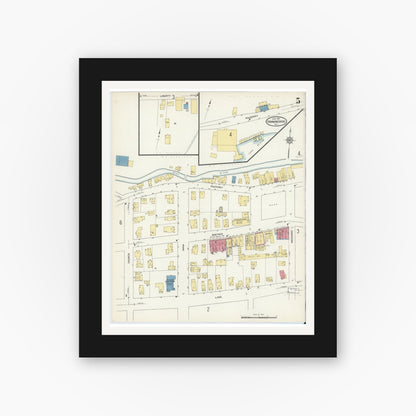 Old map wall art mockup — black gallery frame with white mat — Sanborn Fire Insurance Map from Hammondsport, Steuben County, New York (1913), Sheet #0005