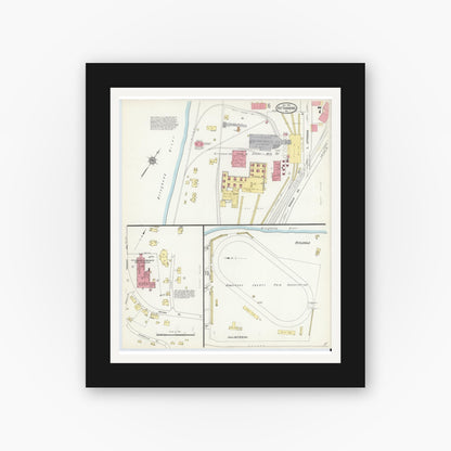 Old map wall art mockup — black gallery frame with white mat — Sanborn Fire Insurance Map from Kittanning, Armstrong County, Pennsylvania (1913), Sheet #0007