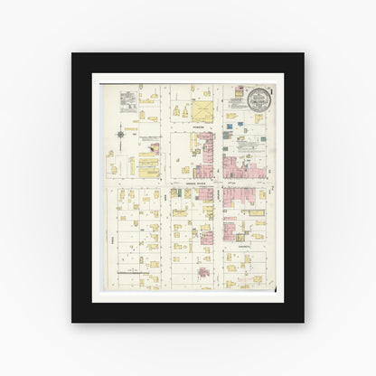 Old map wall art mockup — black gallery frame with white mat — Sanborn Fire Insurance Map from Fowlerville, Livingston County, Michigan (1909), Sheet #0001