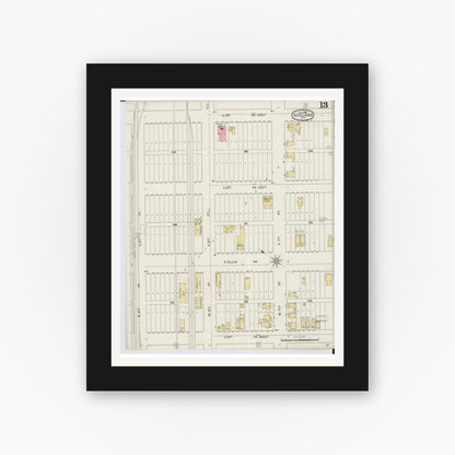 Old map wall art mockup — black gallery frame with white mat — Sanborn Fire Insurance Map from Ashland, Ashland County, Wisconsin (1895), Sheet #0013