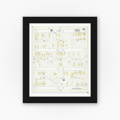 Old map wall art mockup — black gallery frame with white mat — Sanborn Fire Insurance Map from Ashland, Ashland County, Wisconsin (1909), Sheet #0025
