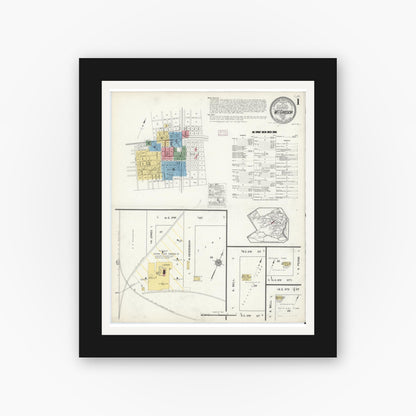 Old map wall art mockup — black gallery frame with white mat — Sanborn Fire Insurance Map from McGregor, McLennan County, Texas (1915) - Complete Map Set