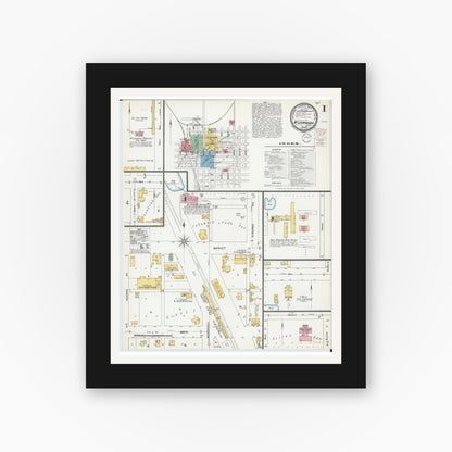 Old map wall art mockup — black gallery frame with white mat — Sanborn Fire Insurance Map from Mcleansboro, Hamilton County, Illinois (1900) - Complete Map Set
