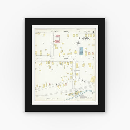 Old map wall art mockup — black gallery frame with white mat — Sanborn Fire Insurance Map from Saint Marys, Elk County, Pennsylvania (1909), Sheet #0004