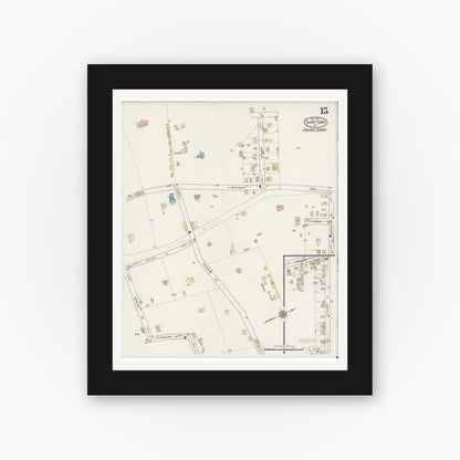 Old map wall art mockup — black gallery frame with white mat — Sanborn Fire Insurance Map from Tarrytown, Westchester County, New York (1915), Sheet #0015