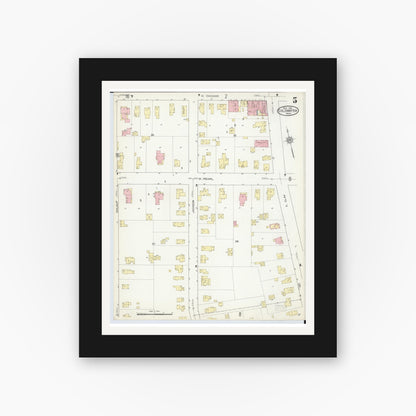 Old map wall art mockup — black gallery frame with white mat — Sanborn Fire Insurance Map from Coldwater, Branch County, Michigan (1914), Sheet #0005