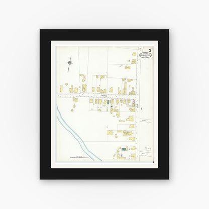Old map wall art mockup — black gallery frame with white mat — Sanborn Fire Insurance Map from Englishtown, Monmouth County, New Jersey (1909), Sheet #0003