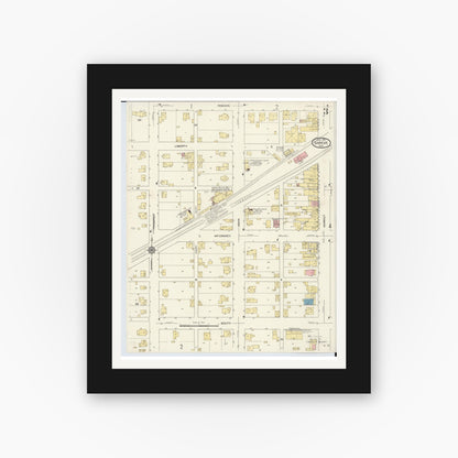 Old map wall art mockup — black gallery frame with white mat — Sanborn Fire Insurance Map from Shreve, Wayne County, Ohio (1913), Sheet #0003