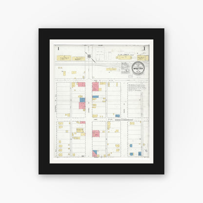 Old map wall art mockup — black gallery frame with white mat — Sanborn Fire Insurance Map from Shafter, Kern County, California (1926) - Complete Map Set