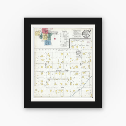 Old map wall art mockup — black gallery frame with white mat — Sanborn Fire Insurance Map from Lovington, Moultrie County, Illinois (1909) - Complete Map Set