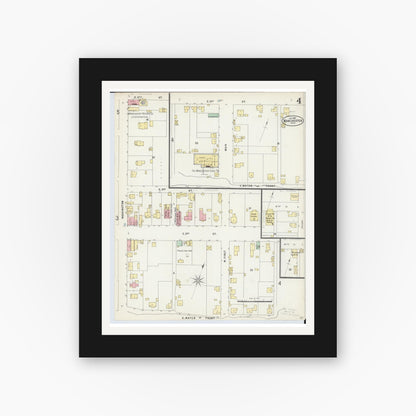 Old map wall art mockup — black gallery frame with white mat — Sanborn Fire Insurance Map from Manchester, Adams County, Ohio (1897), Sheet #0004