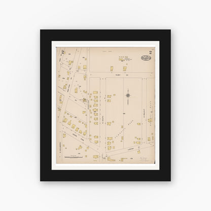 Old map wall art mockup — black gallery frame with white mat — Sanborn Fire Insurance Map from Wilmington, Clinton County, Ohio (1922), Sheet #0002