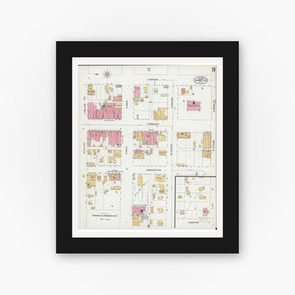 Old map wall art mockup — black gallery frame with white mat — Sanborn Fire Insurance Map from Albert Lea, Freeborn County, Minnesota (1899), Sheet #0003