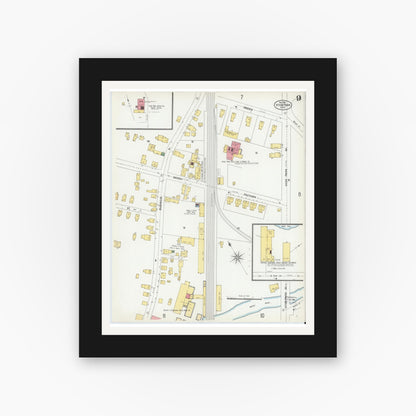 Old map wall art mockup — black gallery frame with white mat — Sanborn Fire Insurance Map from Hyde Park, Norfolk County, Massachusetts (1900), Sheet #0009