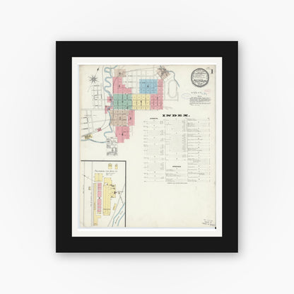 Old map wall art mockup — black gallery frame with white mat — Sanborn Fire Insurance Map from Philipsburg, Centre County, Pennsylvania (1897) - Complete Map Set