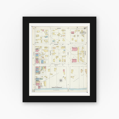 Old map wall art mockup — black gallery frame with white mat — Sanborn Fire Insurance Map from Belvidere, Boone County, Illinois (1897), Sheet #0008