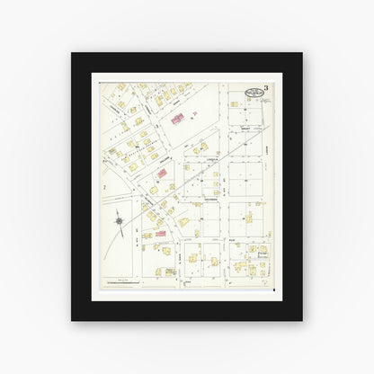 Old map wall art mockup — black gallery frame with white mat — Sanborn Fire Insurance Map from Poplar Bluff, Butler County, Missouri (1910), Sheet #0003