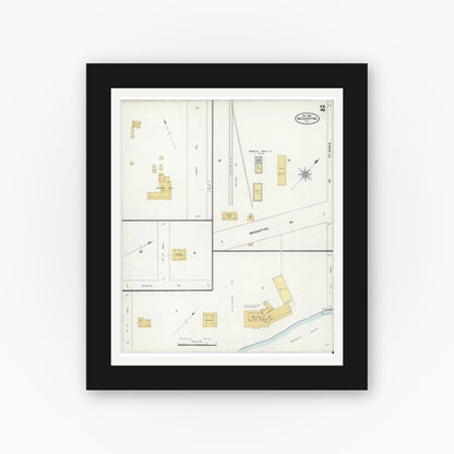 Old map wall art mockup — black gallery frame with white mat — Sanborn Fire Insurance Map from Brigantine, Atlantic County, New Jersey (1906), Sheet #0002